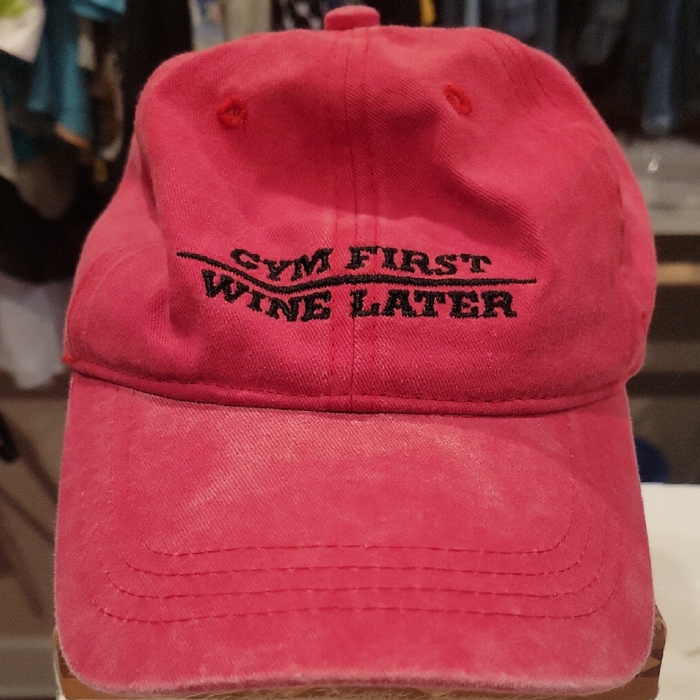RedBaseball Cap with Embroidered Text